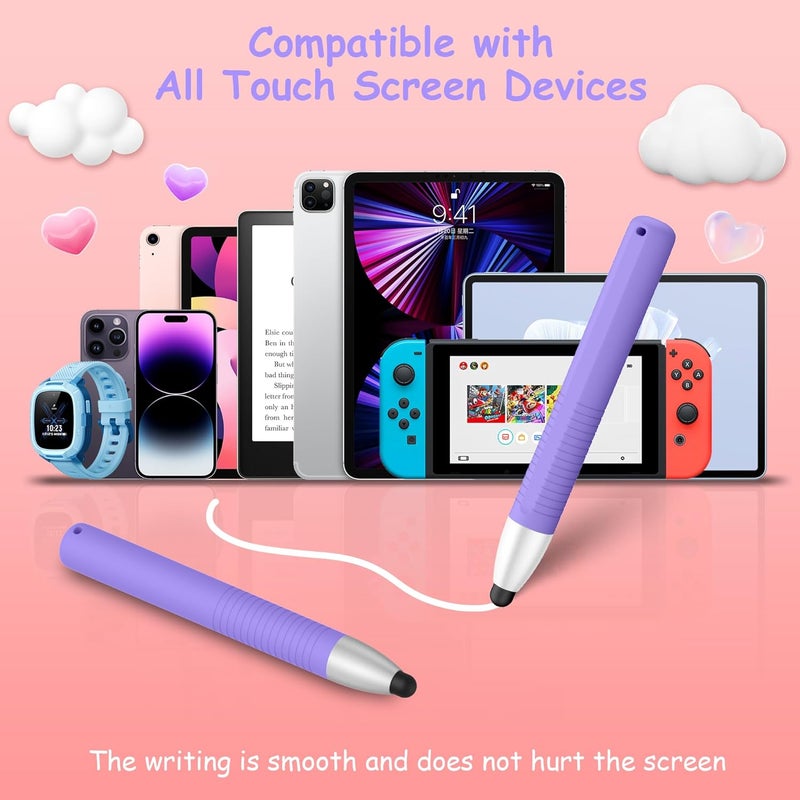 Demark Kid-Friendly Stylus Pens for Touch Screen, Tablet Stylus Pen Compatible with iPad/Fire/Kindle/iPhone/Android All Tablets and Phones (Purple) - Image 3