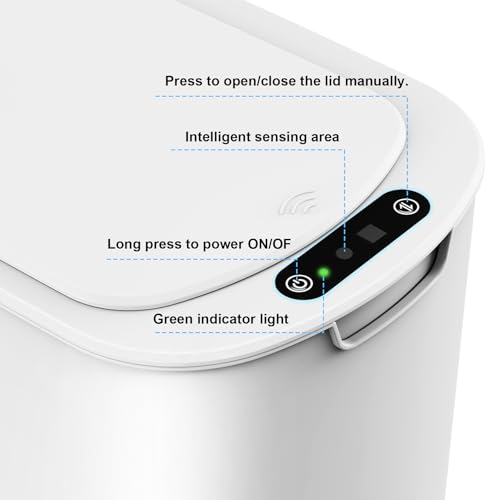 Cesun Motion Sensor Trash Can, 5 Gallon Automatic Bathroom Garbage Can with Lid, Touchless Smart Plastic Slim Wastebasket for Bathroom, Office, rv, Bedroom, Living Room, White - Image 5