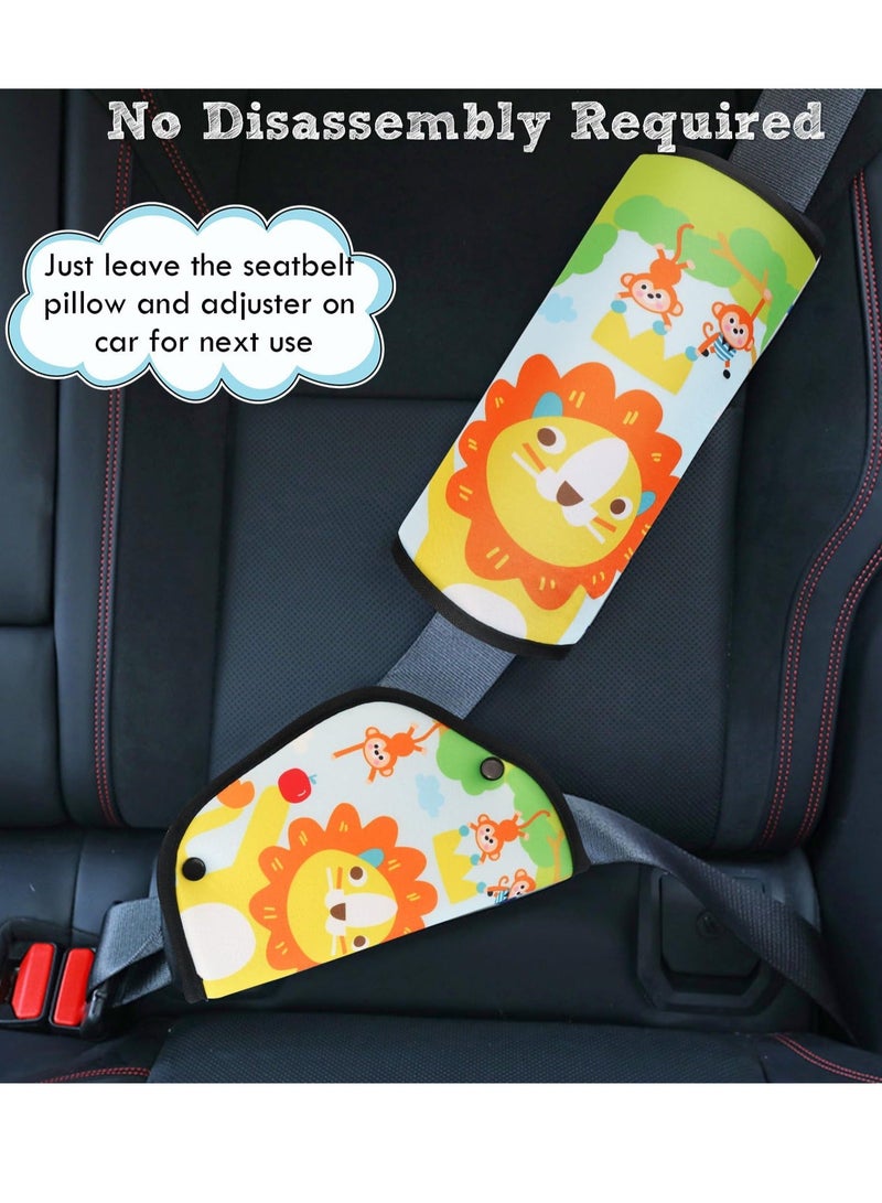 KASTWAVE Seat Belt Cover for Kids, 2 Pcs Kids Seatbelt Adjuster & Pillow, Kids Seatbelt Pillow, Seat Belt Strap Covers, Safety Strap Shoulder Belt Positioner Clip in Car for the safety of children  (Lion) - Image 3