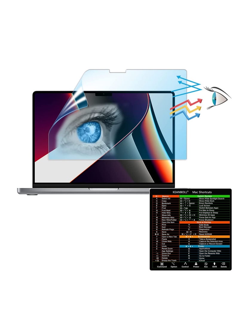 Generic - Screen Protector for 2021-2024 MacBook Pro 14 A3112/A3185/A3401/A2918/A2992/A2442/A2779, Anti Blue Light with Touch ID Anti Scratch & Protect Eyes - Image 1