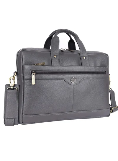 HAMMONDS FLYCATCHER Laptop Bag for Men - Leather Office Bag with Multiple Compartments -Fits 14/15.6/16 Inch Laptop Bag -Messenger and Shoulder Bag for Travel - Water Resistant - Graphite Grey