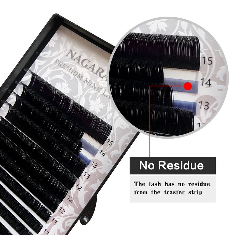 NAGARAKU Eyelash Extensions Individual Lashes 0.05mm J curl 7-15mm Mix Tray Classic Matte Black Soft Natural Faux Mink 16 rows - Image 3