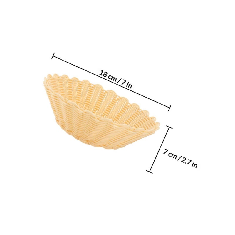 2Pcs Round Woven Bread Fruit Baskets Rattan Style 18x7cm Kitchen Storage - Image 3
