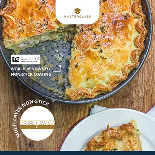 Master Class MasterClass KCMCCB15 Crusty Bake 23 cm Deep Perforated Pie Dish with PFOA Non Stick, Robust 1 mm Carbon Steel, 9 Inch Round Tin, Grey - Image 5