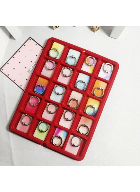 20 Full-version Ring Buckle Flower Mobile Phone Stand Desktop Stand Multi-picture Mixed Color Delivery Wholesale-Color:Crystal Large Ring Rainbow Square Ring Buckle/20 Pack