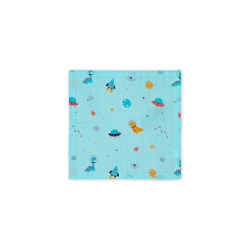 VAYA LY'L-Sun Baby Burp Cloth & Wash Cloth, Newborn Baby Essentials, Ultra-Soft & Quick Absorbent, 100% Cotton, Gentle on Baby’s Skin, Multipurpose Baby Towel for Newborn Babies, Color - Dino Space - Image 1
