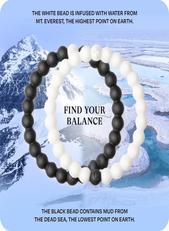 Lokai Silicone Beaded Bracelets for Men & Women - Black & White Matching Bracelets, Couples Friendship Bracelets - Jewelry Fashion Bracelet Slides-On for Comfortable Fit - Image 3