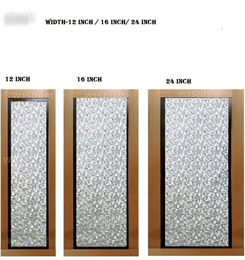 WISDOM Privacy Window Film Frosted Glass Film Glass Film No Glue Anti-UV Window Sticker Non Adhesive for Privacy Office Meeting Room Bathroom Living Room (Crystal Flower, 24 x 82) - Image 5