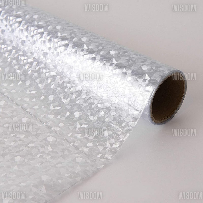 WISDOM Privacy Window Film Frosted Glass Film Glass Film No Glue Anti-UV Window Sticker Non Adhesive for Privacy Office Meeting Room Bathroom Living Room (Crystal Flower, 24 x 82) - Image 1