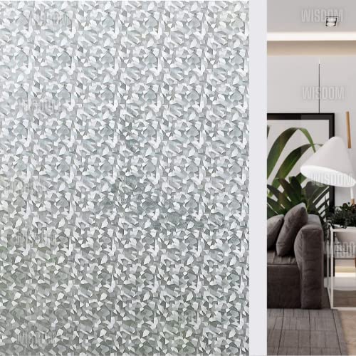 WISDOM Privacy Window Film Frosted Glass Film Glass Film No Glue Anti-UV Window Sticker Non Adhesive for Privacy Office Meeting Room Bathroom Living Room (Crystal Flower, 24 x 82) - Image 2