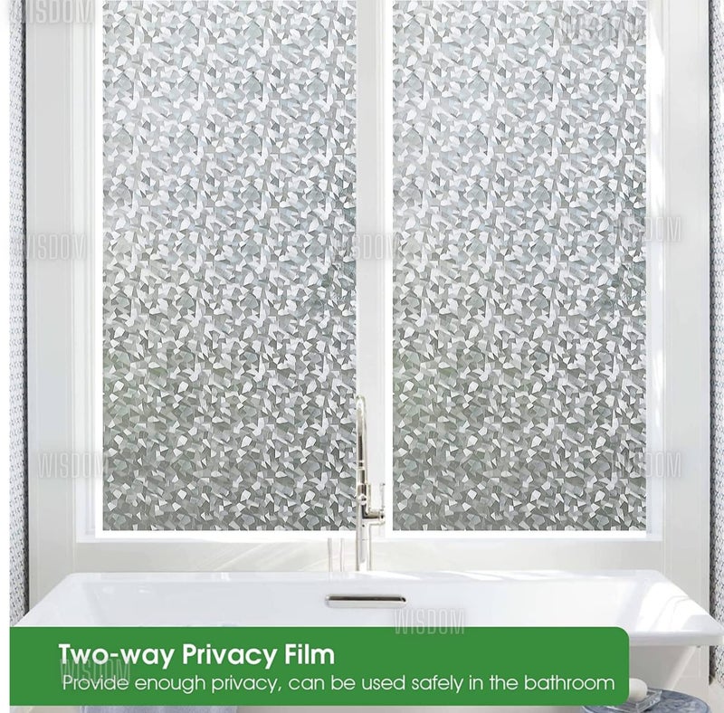 WISDOM Privacy Window Film Frosted Glass Film Glass Film No Glue Anti-UV Window Sticker Non Adhesive for Privacy Office Meeting Room Bathroom Living Room (Crystal Flower, 24 x 82) - Image 3