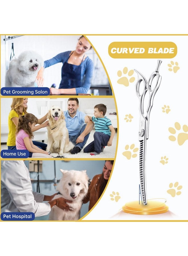 جيسون مقص كلاب منحني مقاس 7 بوصات من جيسون - مقص مريح للحيوانات الأليفة، مقص فضي منحني للكلاب، مقص احترافي للعناية بالحيوانات الأليفة (28 سنًا، منحني للأسفل) - Image 5