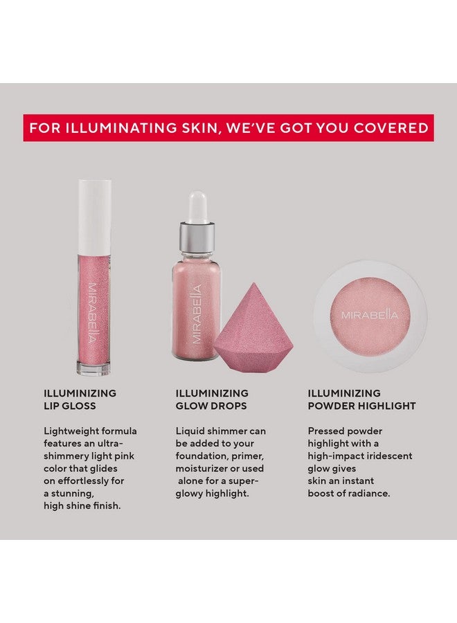 Mirabella 4Piece Makeup Set For Women & Girls Illuminizing Holiday Gift Setmakeup Set Includes Lip Gloss Glow Drops Powder Highlight & Blender Spongetalcfree & Paraben Free Cosmetic Set - Image 4