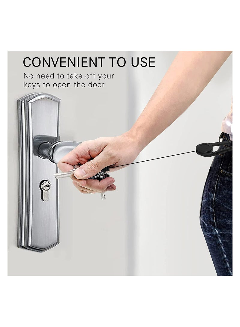 Zikra Retractable Key-Chain Badge Reel, 3 PCS Heavy Duty Retractable Key Chain, Metal Retractable Badge Holder with Belt Clip Key Ring, Used for Business Card Key Chain ID Card Badge Holder Black - Image 3