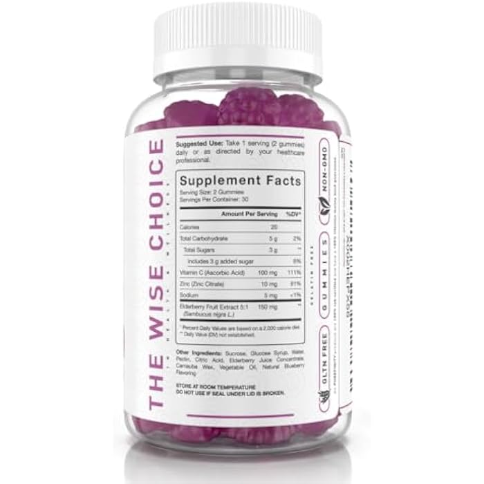 PUREFINITY Elderberry Gummies with Sambucus, Vitamin C, and Zinc – Your Perfect Daily 3-in-1 Supplement for Kids & Adults – Gluten Free, Non-GMO, Vegan, 60 Count (Pack of 2) - Image 4