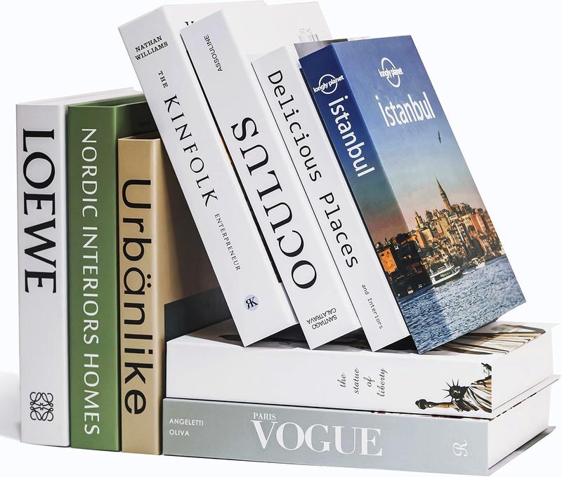 9 Pcs Fake Books for Decoration,Designer Luxury Modern Fake Decorative Books for Home Bookshelf Decor,Shelves Living Room Fashion Decorative Entry Coffee Table Stacked Books Decor(9 Pcs) - Image 1