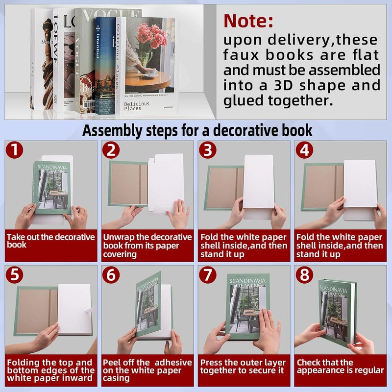 9 Pcs Fake Books for Decoration,Designer Luxury Modern Fake Decorative Books for Home Bookshelf Decor,Shelves Living Room Fashion Decorative Entry Coffee Table Stacked Books Decor(9 Pcs) - Image 5