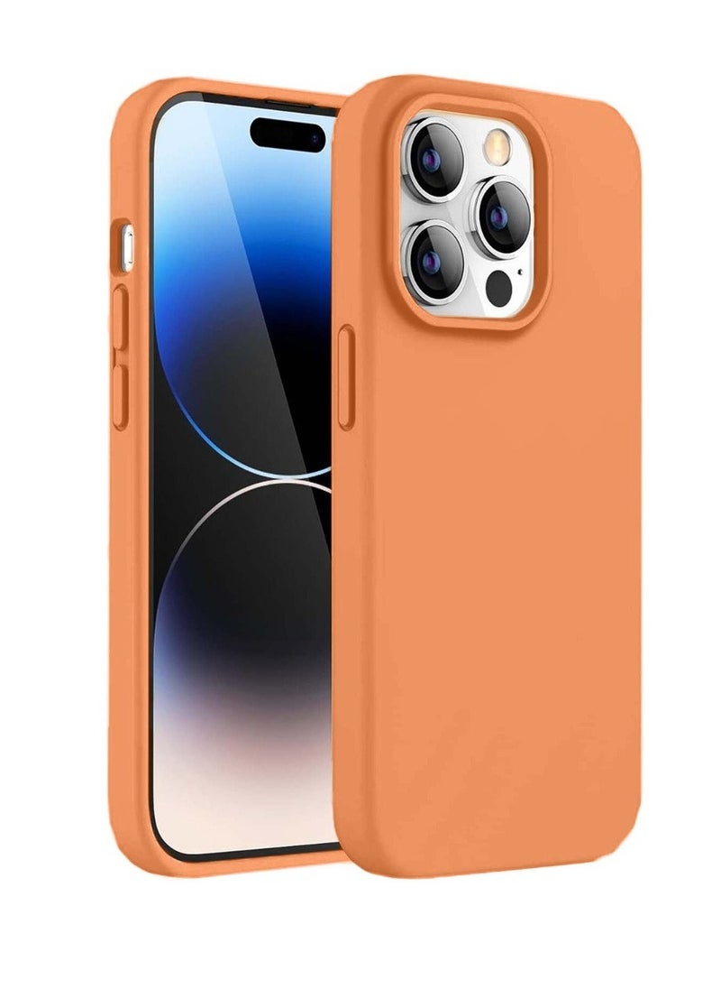 Techie - Techie Soft Smooth Silicone Back Cover Case with Built-in Magnetic, inner side Microfiber Lining for Apple iPhone 14 Pro Max – Orange - Image 1