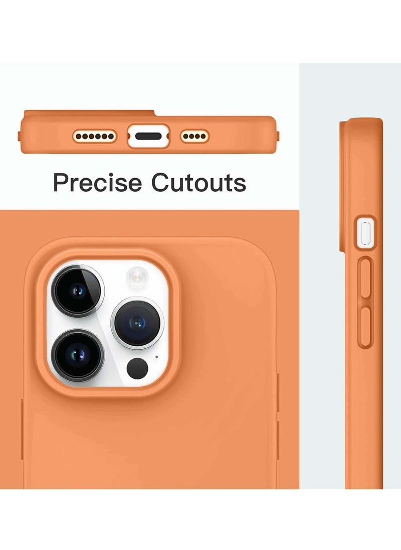 Techie - Techie Soft Smooth Silicone Back Cover Case with Built-in Magnetic, inner side Microfiber Lining for Apple iPhone 14 Pro Max – Orange - Image 1