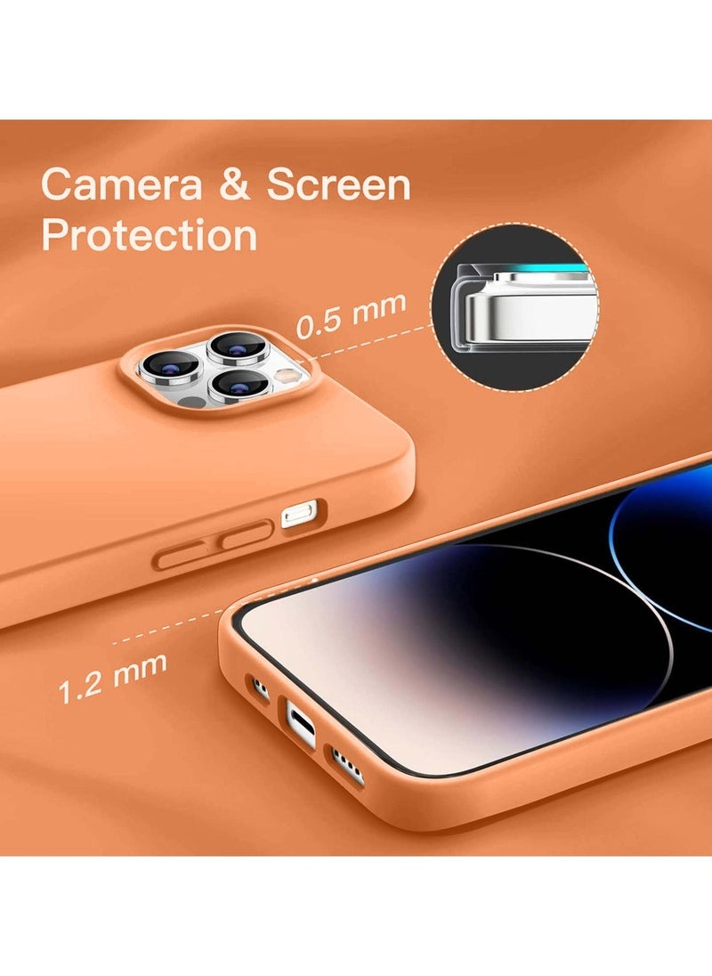 Techie - Techie Soft Smooth Silicone Back Cover Case with Built-in Magnetic, inner side Microfiber Lining for Apple iPhone 14 Pro Max – Orange - Image 1
