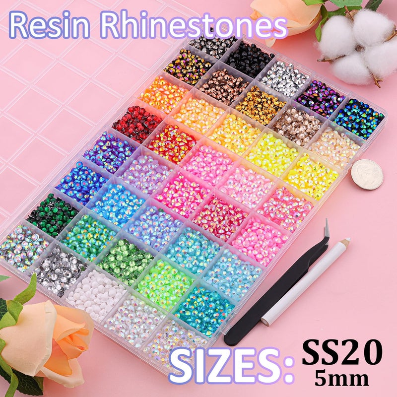 TINKRSTUFF 10000Pcs Resin Jelly Rhinestones for Bedazzling, 5mm Mixed-Color Flatback Gems for Diamond Art, Bedazzler Kit with 3Pcs 10ml B7000 Jewelry Glue for Crafting Crafts Book Shoes Nail Art - Image 2