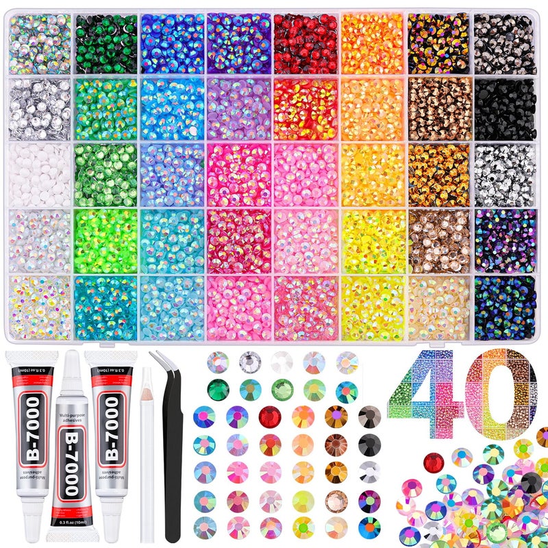 TINKRSTUFF 10000Pcs Resin Jelly Rhinestones for Bedazzling, 5mm Mixed-Color Flatback Gems for Diamond Art, Bedazzler Kit with 3Pcs 10ml B7000 Jewelry Glue for Crafting Crafts Book Shoes Nail Art - Image 1
