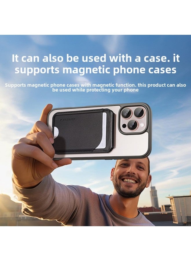 Suitable For MagSafe Magnetic Suction Bracket Card Bag IPhone16 Multi-functional Anti-theft Brush Mobile Phone Back Card Set Wholesale-Specifications:Shaft Style Magnetic Stand Card Holder Blue  - Image 3