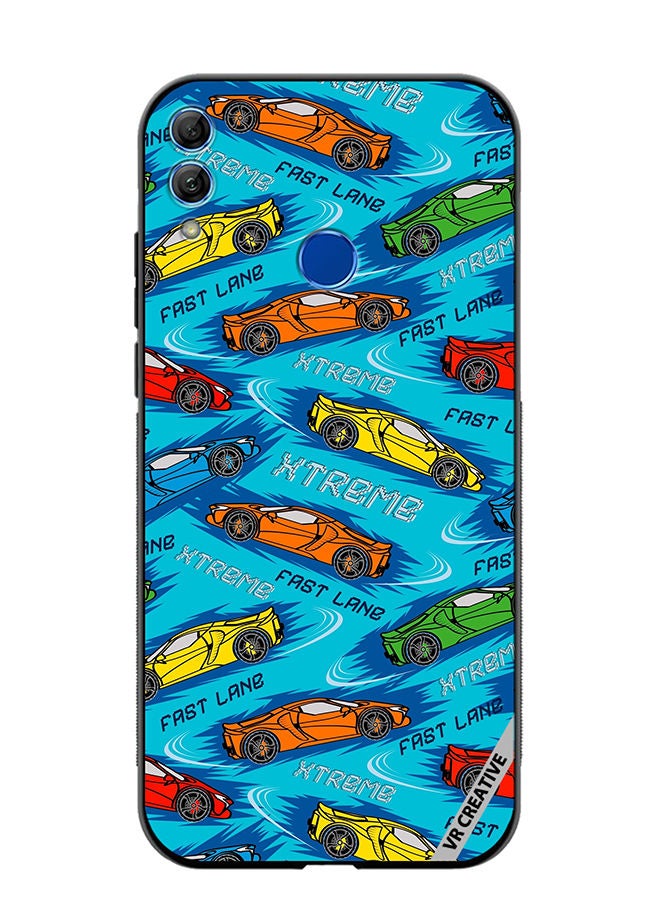 Protective Case Cover For Honor 10 Lite Abstract Seamless Pattern With Sport Cars Design Multicolour
