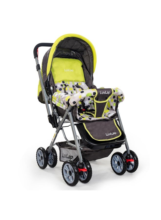 Luvlap Sunshine Baby Stroller / Pram for 0 to 3 Years, New Born / Toddler / Kid, 5 Point Safety Harness, Adjustable backrest, 360° Swivel Wheel, Large storage basket, Reversible Handlebar (Green) - Image 1