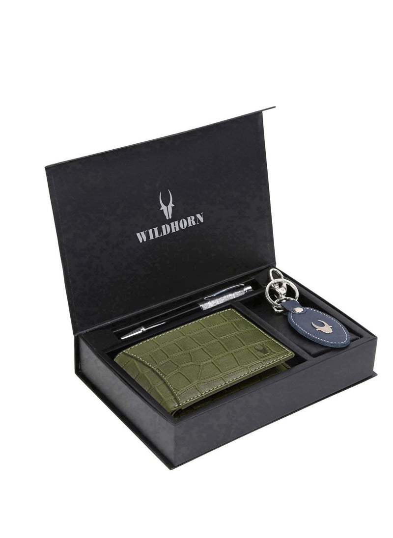 Wildhorn Leather Wallet, Keychain and Pen Combo for Men (Multicolor, GFT 150), Multicolor, Contemporary  - Image 2