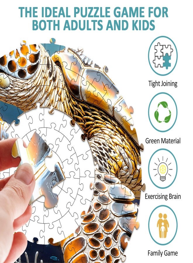 AEEKDOOK Sea Turtle Puzzles for Adults 1000 Pieces, Round Ocean Animal Fish Coral Jigsaw Puzzles 1000 Pieces for Adults, Fun Puzzles with Letters On Back, Challenging Game Toys (26.5 * 26.5in) - Image 2