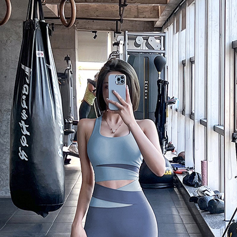 New Color-Blocked Sports Bra For Women, Shock-Proof, Anti-Sagging, Running, High-Intensity Yoga Wear, Vest, Fitness Outerwear Bra - Image 2