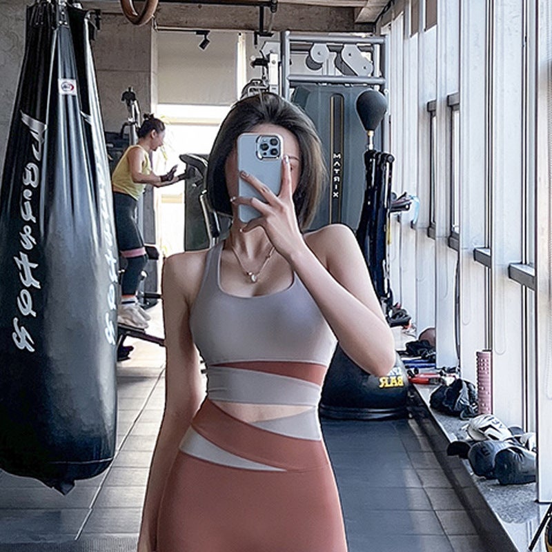 New Color-Blocked Sports Bra For Women, Shock-Proof, Anti-Sagging, Running, High-Intensity Yoga Wear, Vest, Fitness Outerwear Bra - Image 3