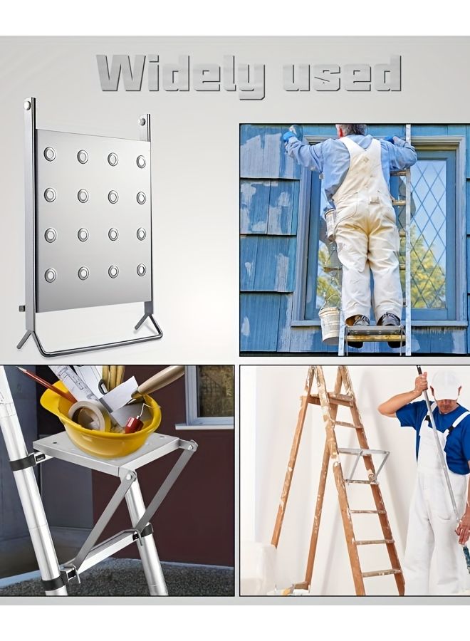 Silvery Work Platform And Tray System Anti Slip Stabilizers For Ladders Supports 400 Lbs - Image 3