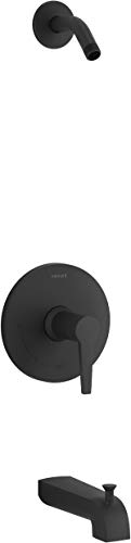 KOHLER K-TLS97074-4-BL Pitch Rite-Temp Bath And Shower Trim Set Less Showerhead, Includes Faceplate with Handle, Bath Spout, Shower Arm and Flange, Matte Black - Image 4