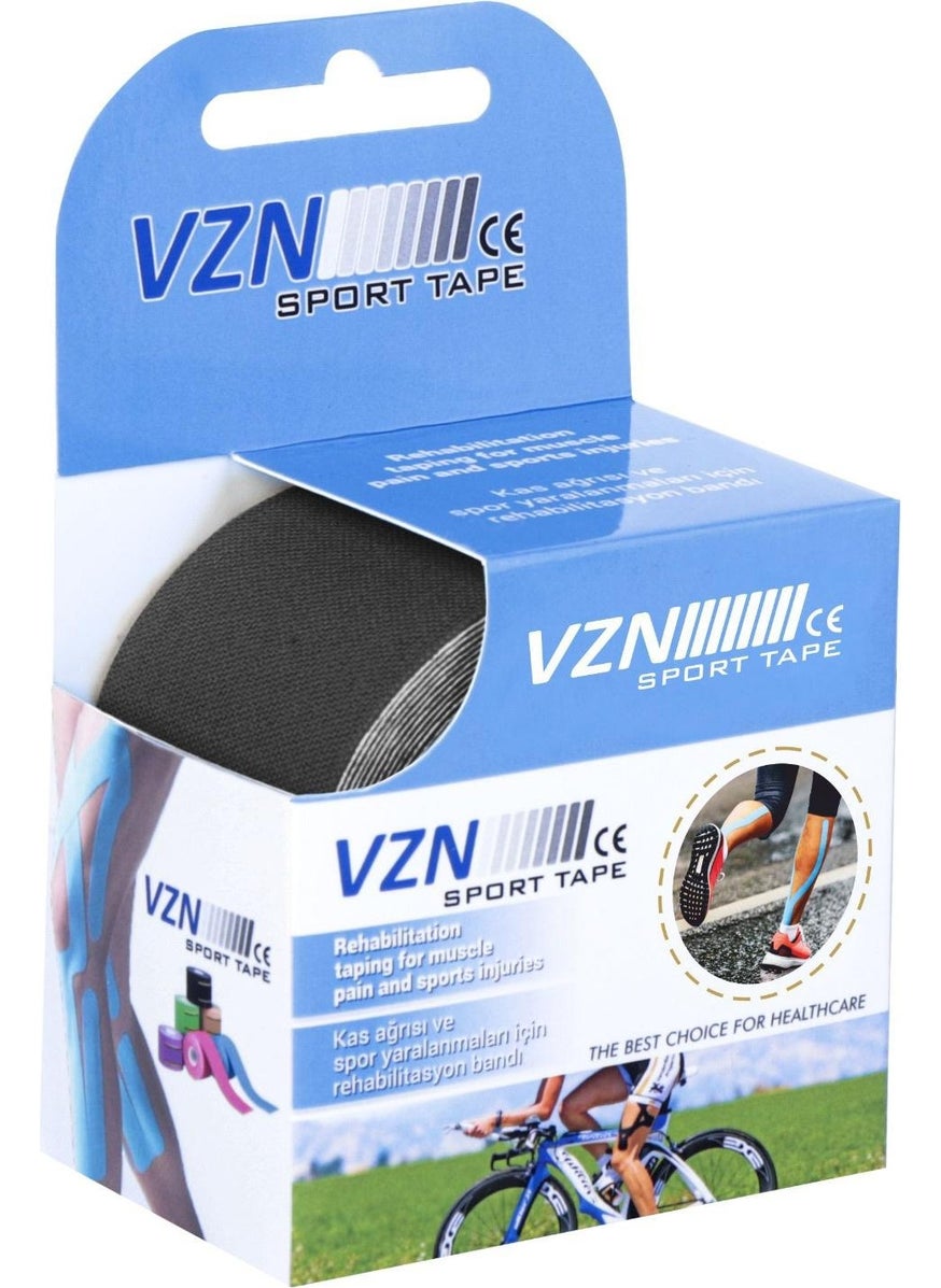Vzn - Sporttape Black Kinesio Tape Athlete Muscle Tape 5cmx5mt - Image 1
