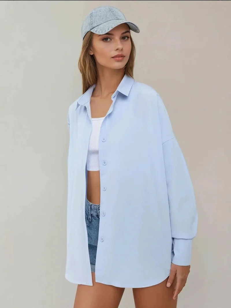 زوبعة قميص بياقة كلاسيكية بقصة عادية من مزيج الكتان