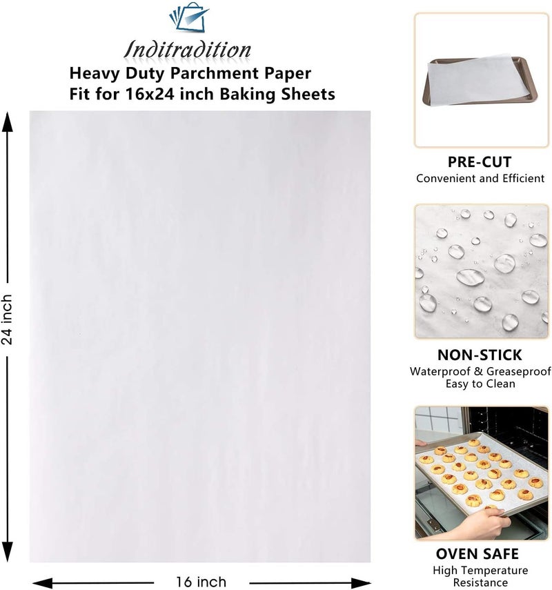 Inditradition 16x24 Inch Large Size Precut Parchment Paper Sheets for Baking Cooking Grilling Frying and Steaming Pack of 100 Sheets White - Image 5