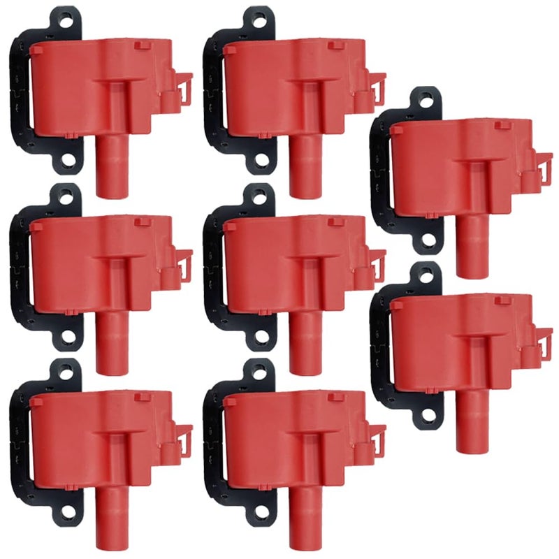 N51WSTAR RED IGNITION COIL D580 UF192 SET OF 8 COMPATIBLE WITH CADILLAC CTS CHEVY CAMARO CORVETTE AVALANCHE 2500 EXPRESS 3500 SILVERADO 2500 3500 GMC SAVANA 3500 SIERRA 2500 57 60 74 81 V8 LS1 LS6
