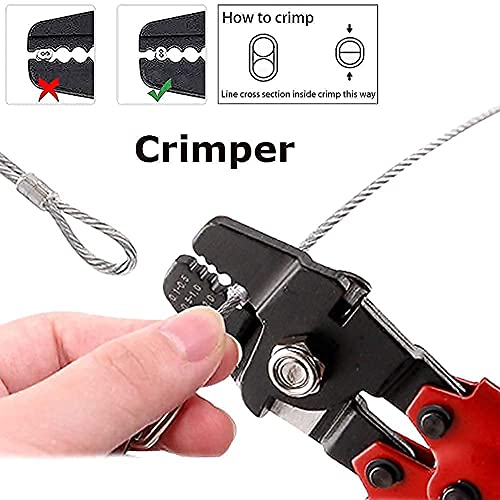 REKOBON Wire Rope Crimping Tool, Up To 2.2mm Swager Crimper Fishing Wire Crimping Tool with 100 PCS Aluminum Double Barrel Ferrule Crimping Loop Sleeves Kit with Cutting Function for Cable - Image 3