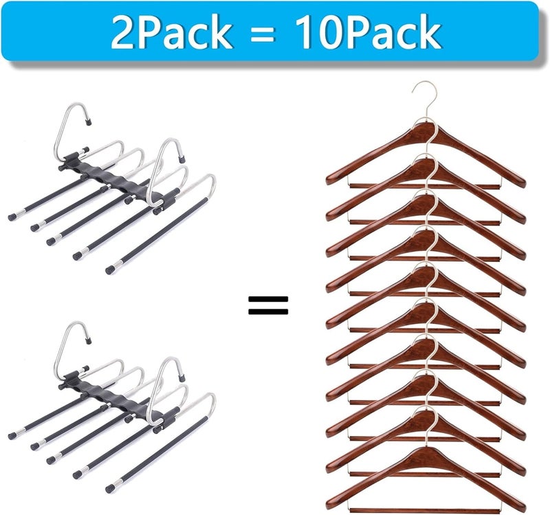 Shynora Multipurpose 5 in 1 Hangers for Pant, Stainless Steel Fordable Hangers for All Types of Clothes, Multilayer Pant Hanger for Wardrobe, Multipurpose Hanger Organizer for Home -Black (Pack of 1) - Image 4