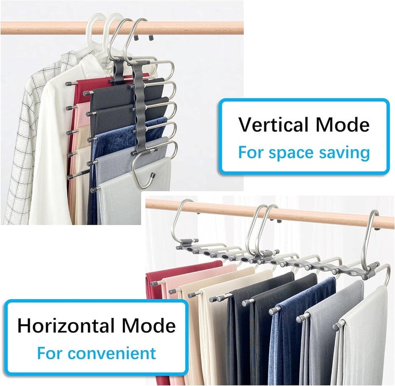 Shynora Multipurpose 5 in 1 Hangers for Pant, Stainless Steel Fordable Hangers for All Types of Clothes, Multilayer Pant Hanger for Wardrobe, Multipurpose Hanger Organizer for Home -Black (Pack of 1) - Image 5