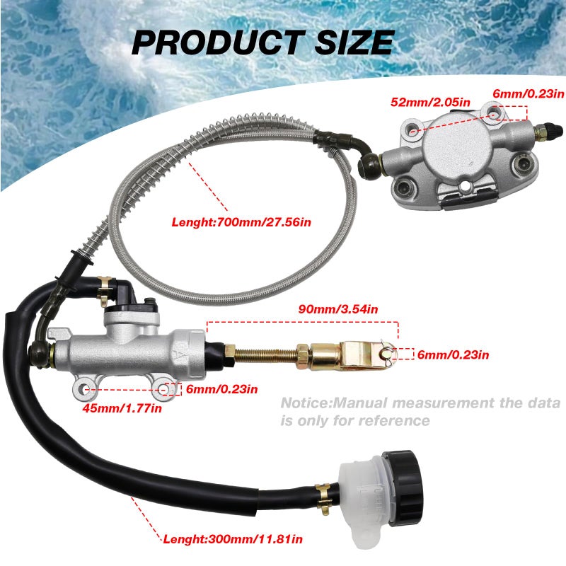 EATAKWARD Rear Foot Disc Hydraulic Brake Master Cylinder Caliper Assembly, Replacement for 150cc 200cc 250cc Taotao Coolster Roketa Vitacci Peace SunL RPS Icebear Chinese ATV Quad 4 Wheeler Dune Buggy - Image 4