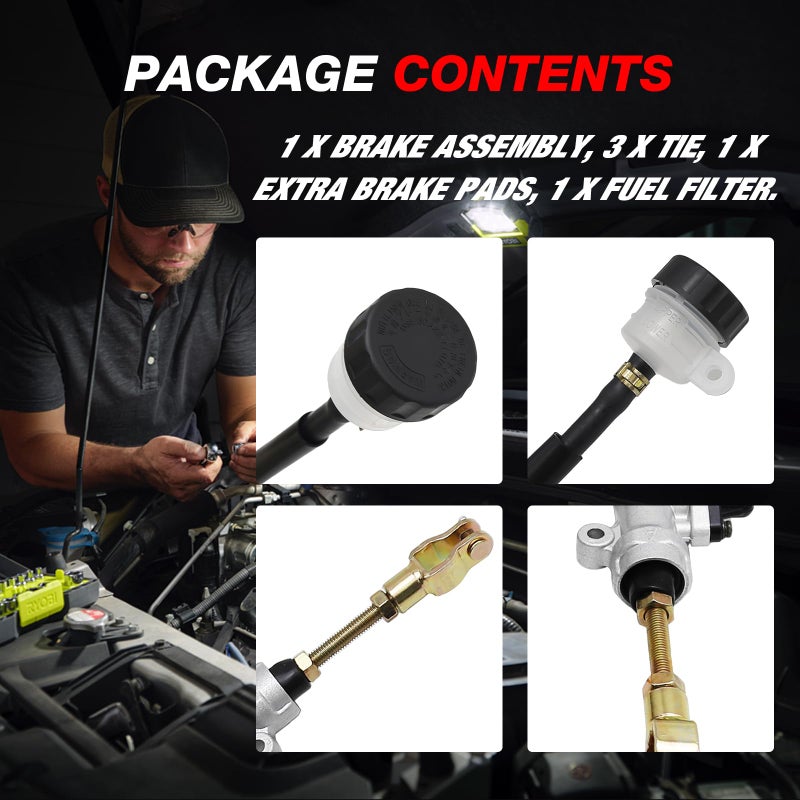 EATAKWARD Rear Foot Disc Hydraulic Brake Master Cylinder Caliper Assembly, Replacement for 150cc 200cc 250cc Taotao Coolster Roketa Vitacci Peace SunL RPS Icebear Chinese ATV Quad 4 Wheeler Dune Buggy - Image 2