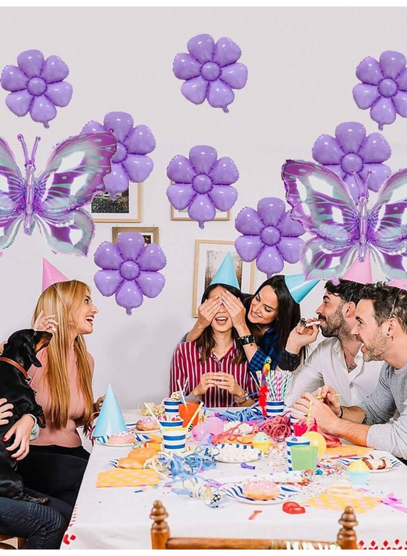 Purple Butterfly and Flower Party Decoration Balloons, Helium and Air Inflatable – 10-Piece Set Perfect for Weddings, Birthday Parties, and Festive Garden Decorations - Image 3