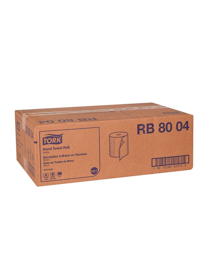 Tork Tork Paper Hand Towel Roll White H21 Universal 100 Recycled Fiber 6 Rolls x 800 ft RB8004  - Image 3