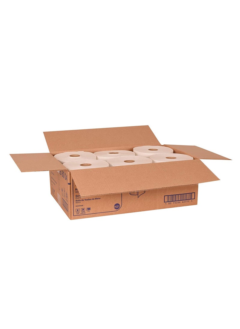 Tork Tork Paper Hand Towel Roll White H21 Universal 100 Recycled Fiber 6 Rolls x 800 ft RB8004  - Image 4