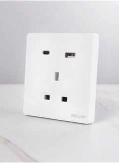 BRILLANT 3pcs of Dual-Port USB Plug Modern White Brilliant 