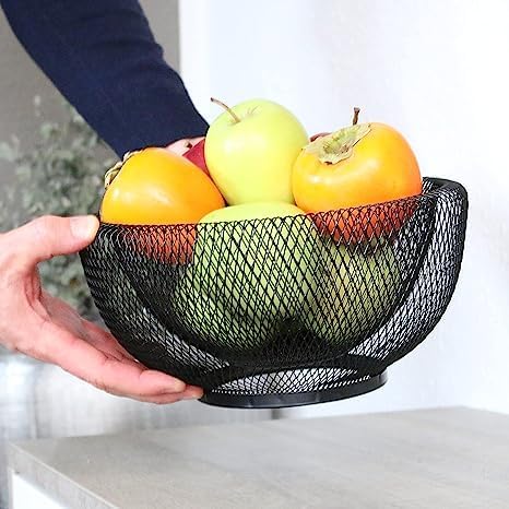 FING Metal Wire Fruit Storage Basket | 2 Tier Coutertop Fruit Bowls for Kitchen, Vegetables Serving Bowls Metal Wire | Decorative Centerpiece to Display Fruit, Vegetables, Household Items (Mesh) - Image 4