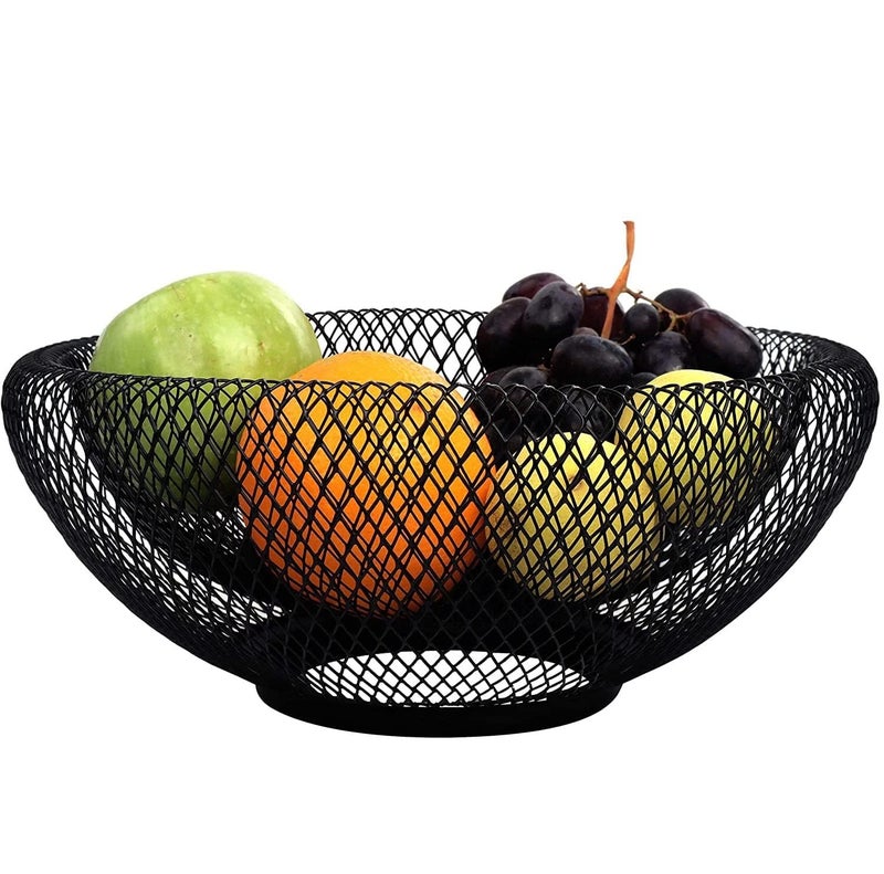 FING Metal Wire Fruit Storage Basket | 2 Tier Coutertop Fruit Bowls for Kitchen, Vegetables Serving Bowls Metal Wire | Decorative Centerpiece to Display Fruit, Vegetables, Household Items (Mesh) - Image 1
